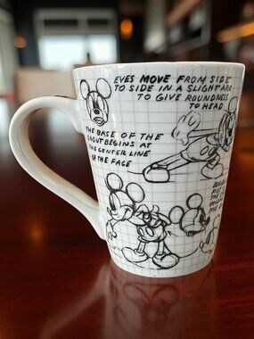 Disney Sketchbook Mickey Mouse Notes Mug White Ceramic Coffee Cup
